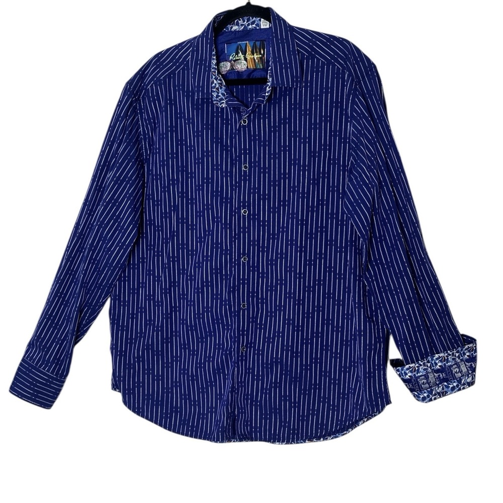 Robert Graham Shirt Men's 2XL Long Sleeve Button‎ Up Striped Designer Luxury